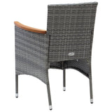 7 Piece Garden Dining Set with Cushions Poly Rattan Grey - Close-Up Angle