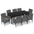 9 Piece Garden Dining Set with Cushions Poly Rattan Grey