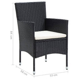 3 Piece Garden Dining Set with Cushions Poly Rattan Black