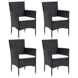 5 Piece Garden Dining Set with Cushions Poly Rattan Black - Side View