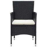5 Piece Garden Dining Set with Cushions Poly Rattan Black