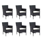 9 Piece Garden Dining Set with Cushions Poly Rattan Black