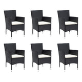 9 Piece Garden Dining Set with Cushions Poly Rattan Black - Side View
