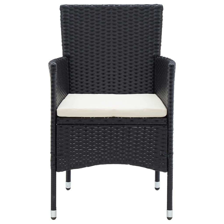 9 Piece Garden Dining Set with Cushions Poly Rattan Black