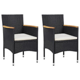 3 Piece Garden Dining Set with Cushions Poly Rattan Black - Side View