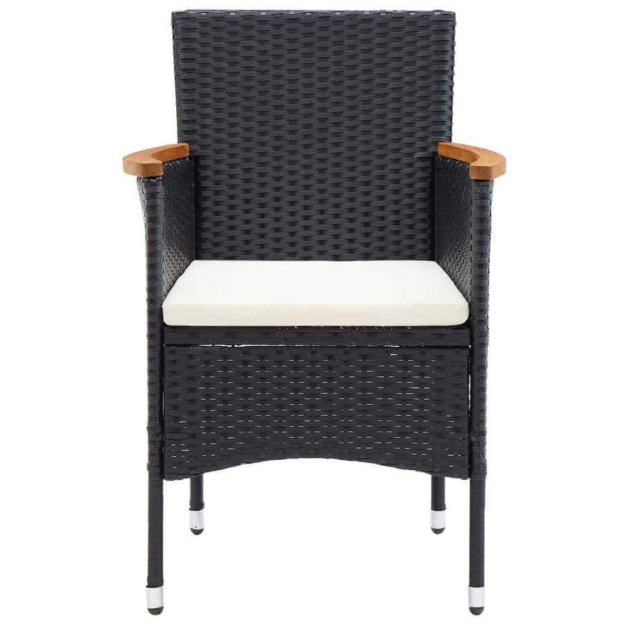 5 Piece Garden Dining Set with Cushions Poly Rattan Black