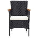 7 Piece Garden Dining Set with Cushions Poly Rattan Black