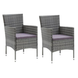 3 Piece Garden Dining Set with Cushions Poly Rattan Grey