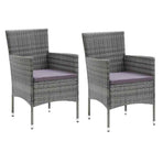 3 Piece Garden Dining Set with Cushions Poly Rattan Grey
