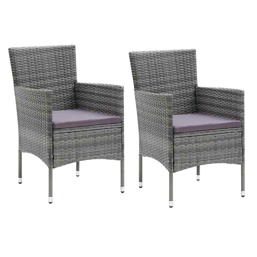 3 Piece Garden Dining Set with Cushions Poly Rattan Grey