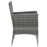 3 Piece Garden Dining Set with Cushions Poly Rattan Grey