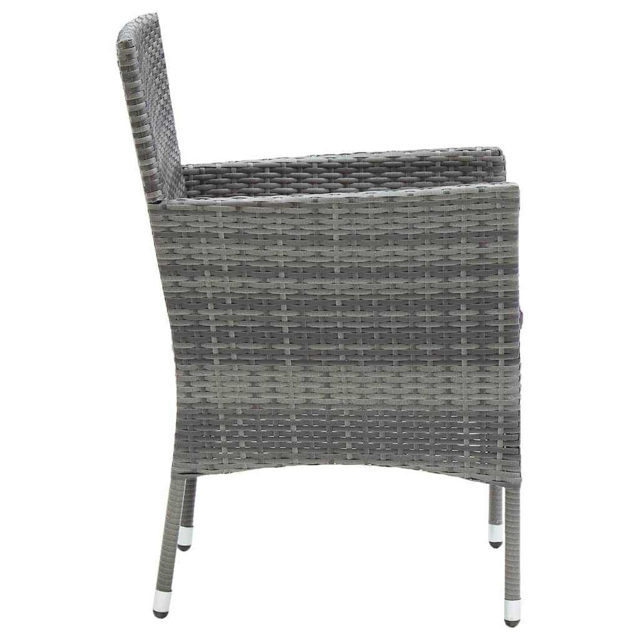 3 Piece Garden Dining Set with Cushions Poly Rattan Grey