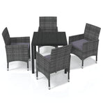 5 Piece Garden Dining Set with Cushions Poly Rattan Grey