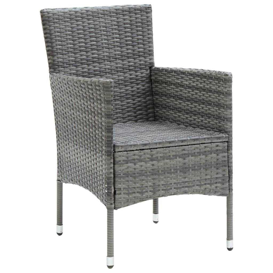 5 Piece Garden Dining Set with Cushions Poly Rattan Grey