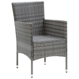 5 Piece Garden Dining Set with Cushions Poly Rattan Grey