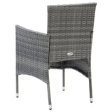 5 Piece Garden Dining Set with Cushions Poly Rattan Grey - Rear View