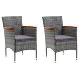 3 Piece Garden Dining Set with Cushions Poly Rattan Grey - Side View