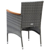 5 Piece Garden Dining Set with Cushions Poly Rattan Grey