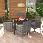 5 Piece Garden Dining Set with Cushions Poly Rattan Grey