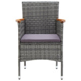 5 Piece Garden Dining Set with Cushions Poly Rattan Grey - 45-Degree Angle