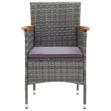 7 Piece Garden Dining Set with Cushions Poly Rattan Grey - 45-Degree Angle
