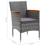 7 Piece Garden Dining Set with Cushions Poly Rattan Grey - Extra Image