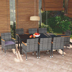 9 Piece Garden Dining Set with Cushions Poly Rattan Grey