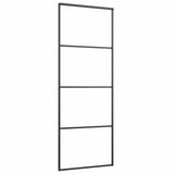 Sliding Door Frosted ESG Glass and Aluminium 76x205 cm Black - Side View
