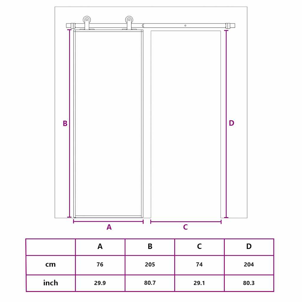 Sliding Door Frosted ESG Glass and Aluminium 76x205 cm Black