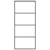 Sliding Door Frosted ESG Glass and Aluminium 90x205 cm Black - Front View