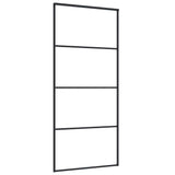 Sliding Door Frosted ESG Glass and Aluminium 90x205 cm Black - Side View
