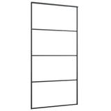 Sliding Door Frosted ESG Glass and Aluminium 102.5x205 cm Black - Side View