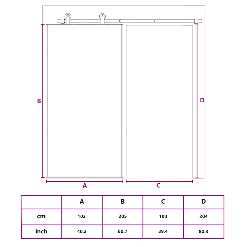 Sliding Door Frosted ESG Glass and Aluminium 102.5x205 cm Black