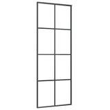 Sliding Door Black 76x205 cm ESG Glass and Aluminium - Front View
