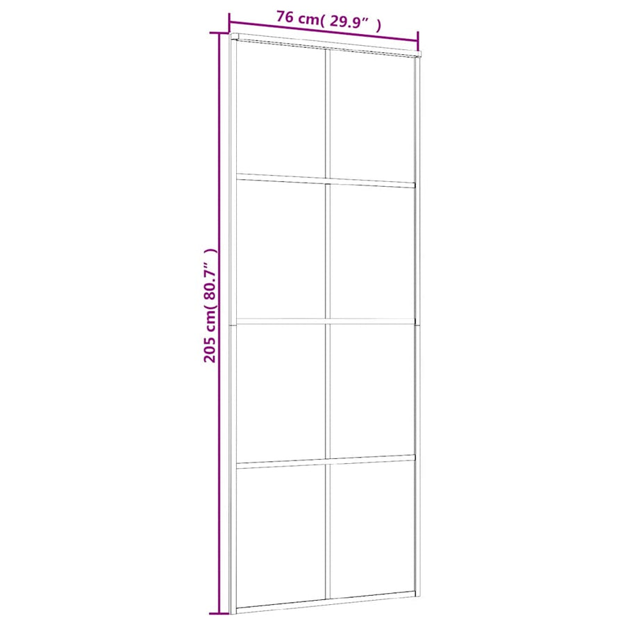 Sliding Door Black 76x205 cm ESG Glass and Aluminium