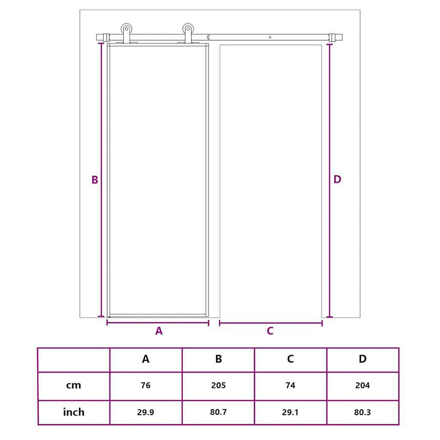 Sliding Door Black 76x205 cm ESG Glass and Aluminium