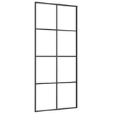 Sliding Door Black 90x205 cm ESG Glass and Aluminium - Front View