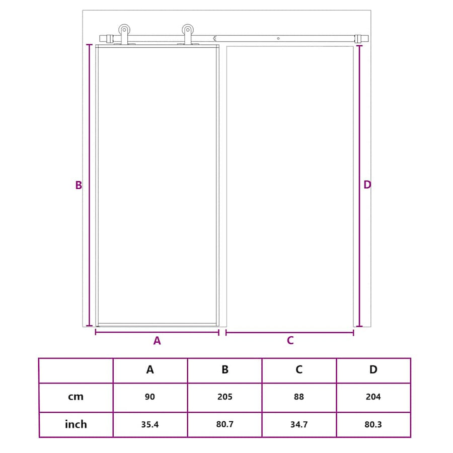 Sliding Door Black 90x205 cm ESG Glass and Aluminium
