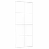 Sliding Door Frosted ESG Glass and Aluminium 90x205 cm White - Front View