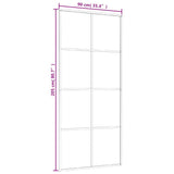 Sliding Door Frosted ESG Glass and Aluminium 90x205 cm White