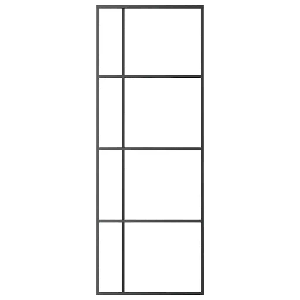 Sliding Door Frosted ESG Glass and Aluminium 76x205 cm Black