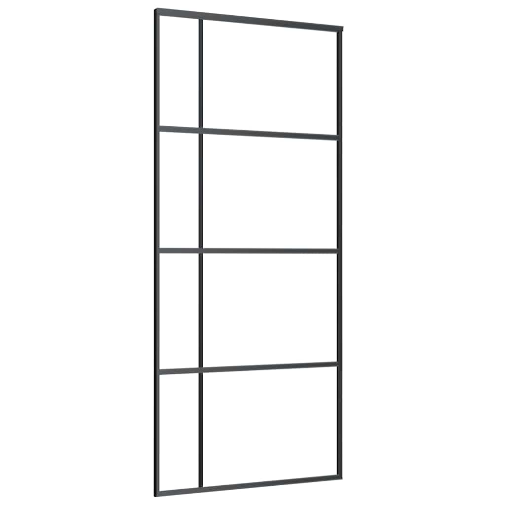 Sliding Door ESG Glass and Aluminium 90x205 cm Black