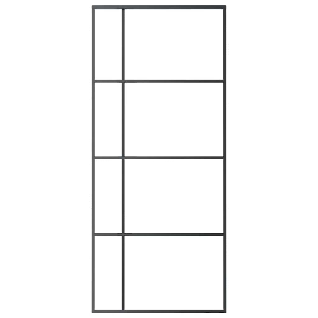 Sliding Door ESG Glass and Aluminium 90x205 cm Black