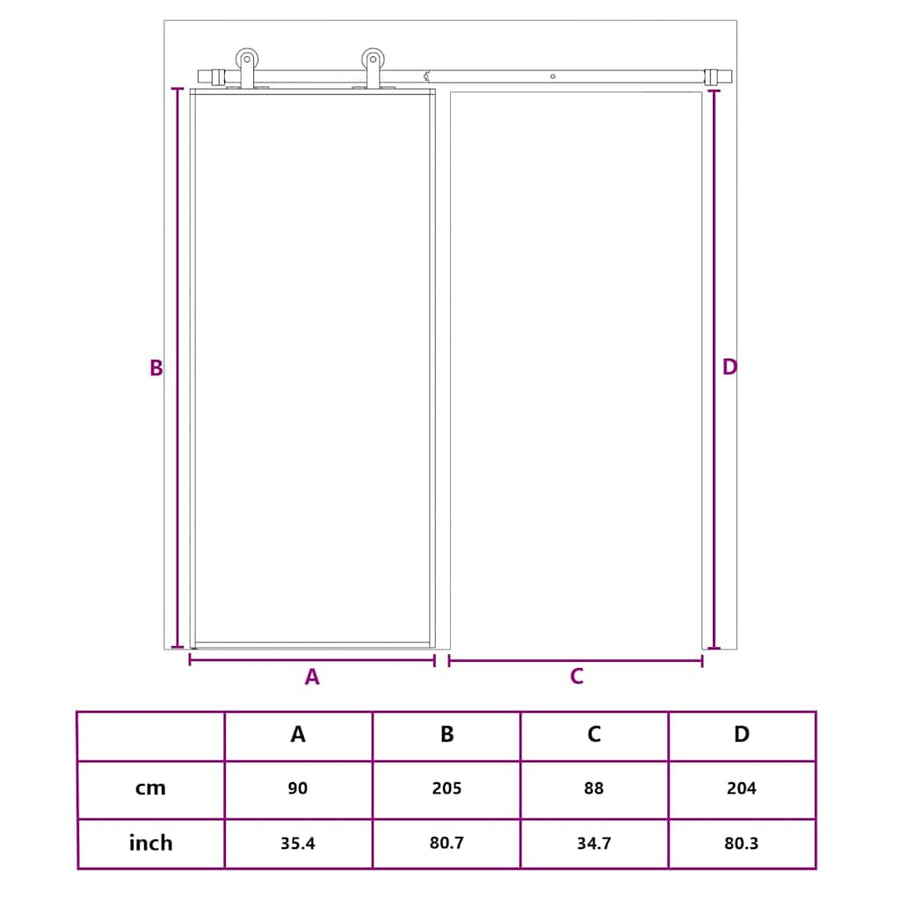 Sliding Door ESG Glass and Aluminium 90x205 cm Black