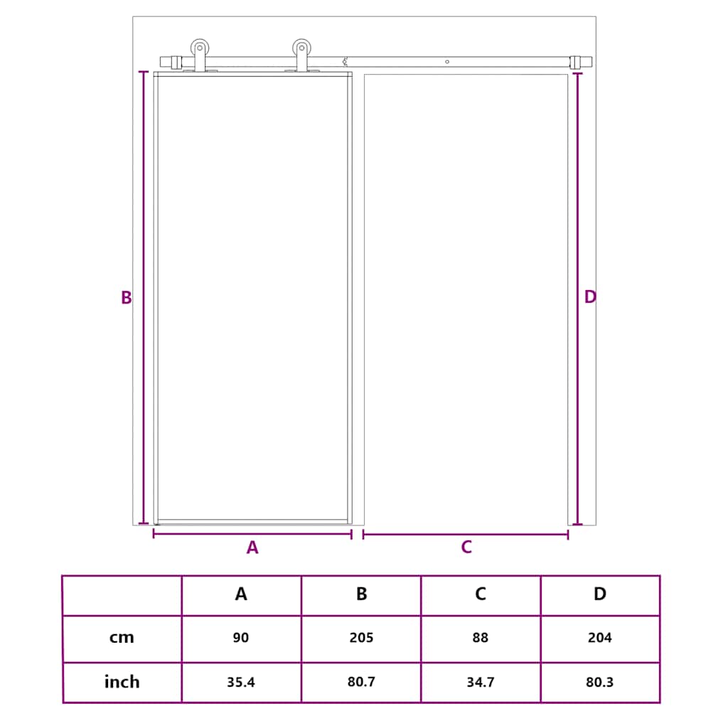 Sliding Door Frosted ESG Glass and Aluminium 90x205 cm Black