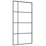 Sliding Door Frosted ESG Glass and Aluminium 102.5x205 cm Black - Front View
