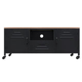 TV Cabinet Black 110x30x43 cm Iron and Solid Wood Fir - Side View