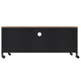 TV Cabinet Black 110x30x43 cm Iron and Solid Wood Fir - 45-Degree Angle