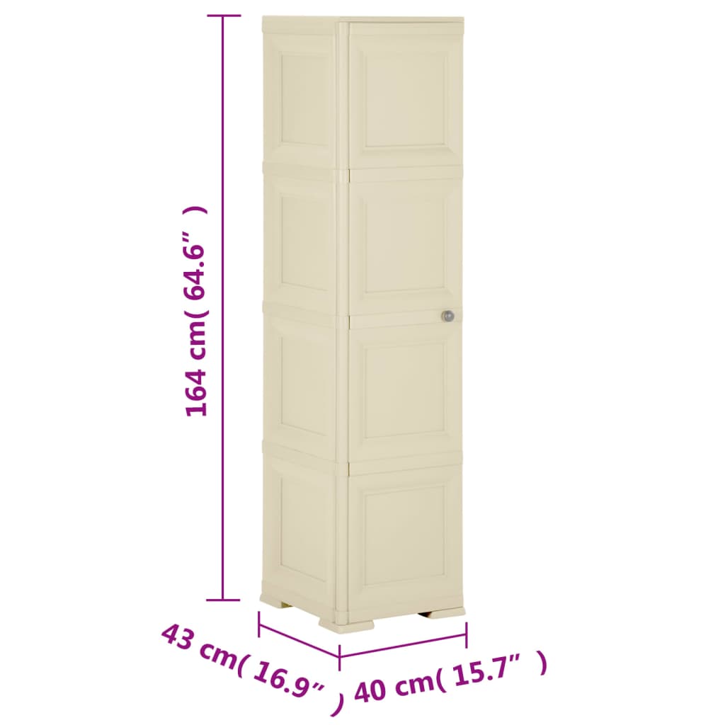 Plastic Cabinet 40x43x164 cm Wood Design Angora White