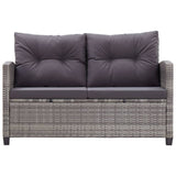 3 Piece Garden Dining Set with Grey Cushions Poly Rattan - Top-Down View